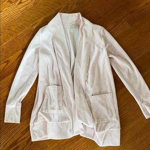 LOFT - blush velvet open front cardigan